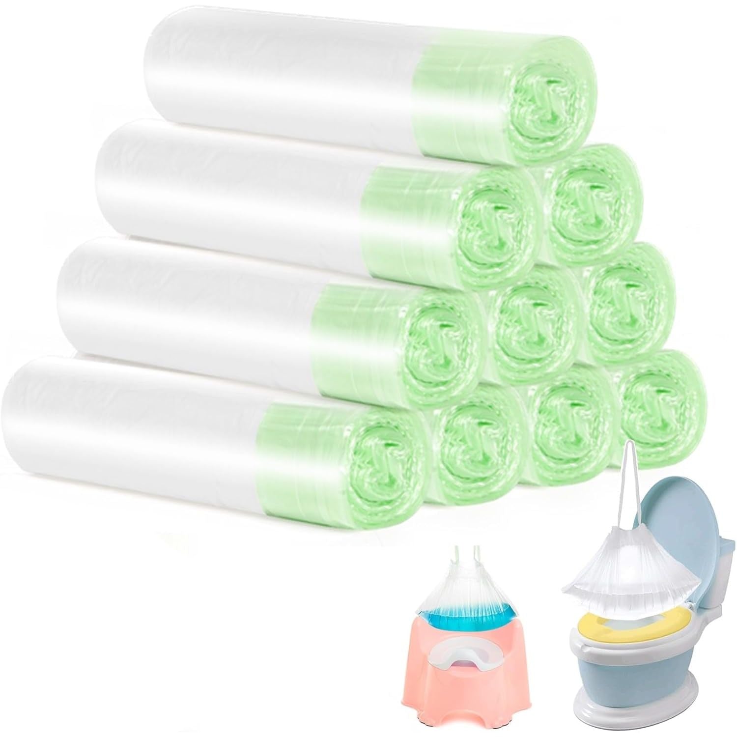 Buy now Tebery 100 Pack Portable Potty Chair Liners with Drawstring, Potty Bags Potty Liners Disposable for Baby Toilet Potty Training Seat at indiglob india
