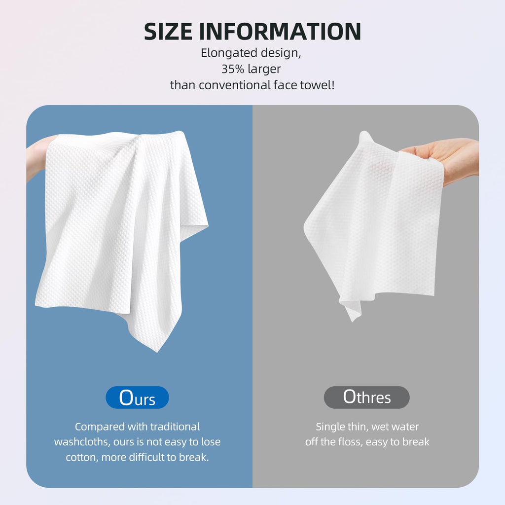 Disposable Face Towels,Viscose Biodegradable Large Dry Wipes,Super Soft & Thick Face Cleansing Towels,Daily Facial Tissues for Sensitive Skin, Makeup Removing,Facial Clean,Nursing,Travel (50 Count)