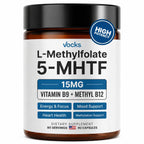 Vocks L Methylfolate 15mg | 5-MTHF + Methyl B12 | High Potency Methylfolate Supplement | Active Methylated Folate Vitamin B9 | MTHFR Supplement| Folate Supplement for Women & Men | 90 Capsules