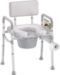 HOMLAND Bedside Commode Toilet, Padded Seat & Backrest, Enhanced Crossbar