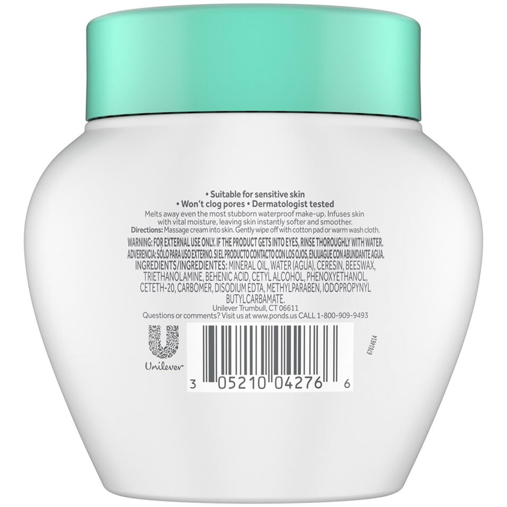 POND'S Cold Cream Make-Up Remover, Fragrance-Free Deep Cleanser 2-Pack – Non-Comedogenic, Hypoallergenic, Dermatologist-Tested, 6.1 Oz Ea