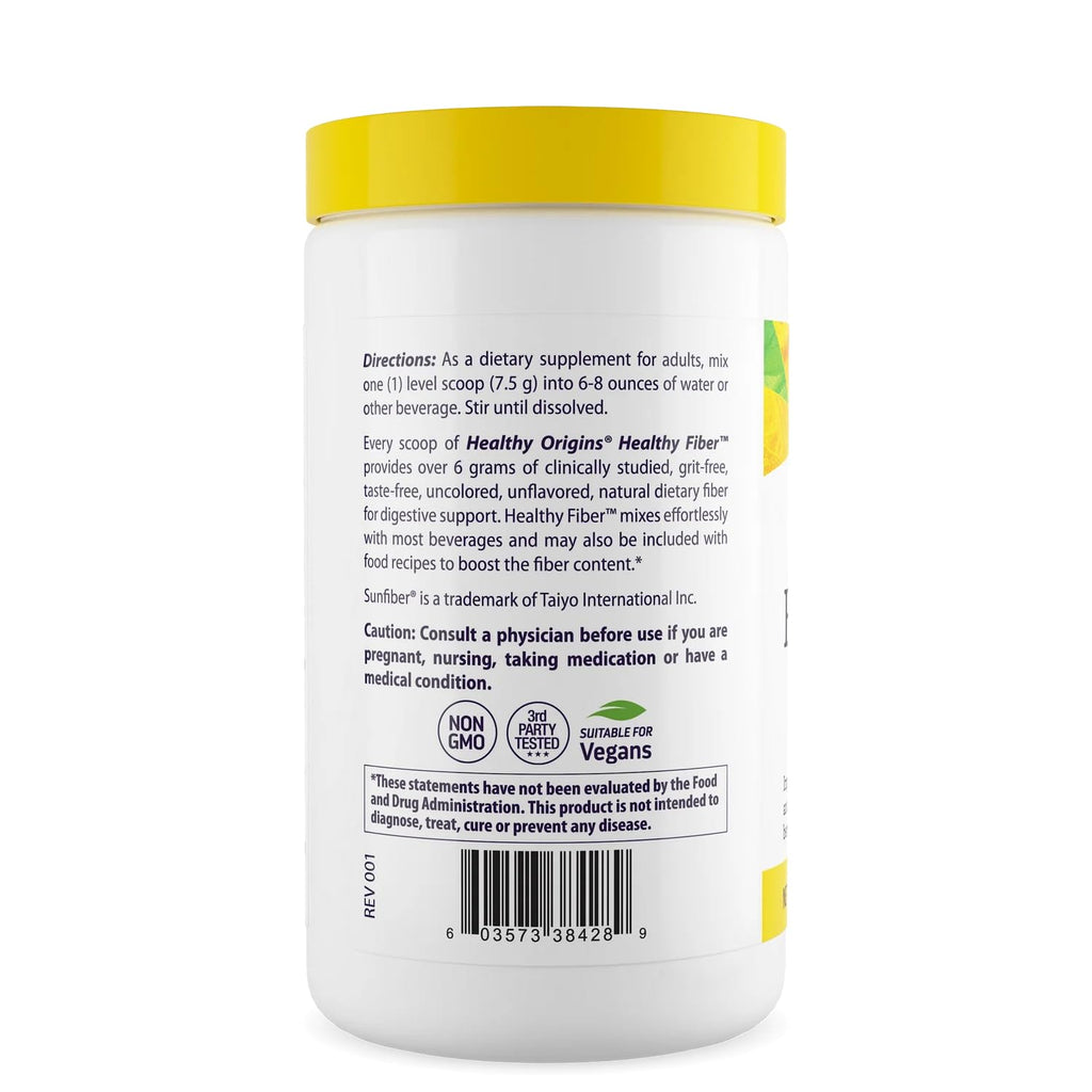 Healthy Origins Healthy Fiber Powder 7.9 oz (225g) - Featuring Sunfiber Partially Hydrolyzed Guar Gum (PHGG) - Supports Digestive Regularity, Intestinal Health & Prebiotic Care