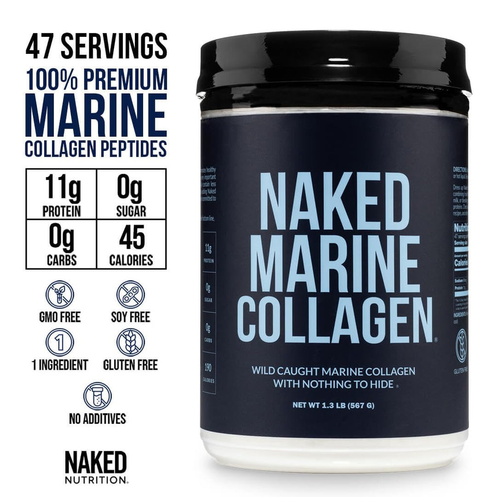 NAKED Marine Collagen Peptides Protein Powder - Unflavored - from Wild Caught Cod - Paleo Friendly, Non-GMO, Soy-Free, Gluten-Free - 47 Servings