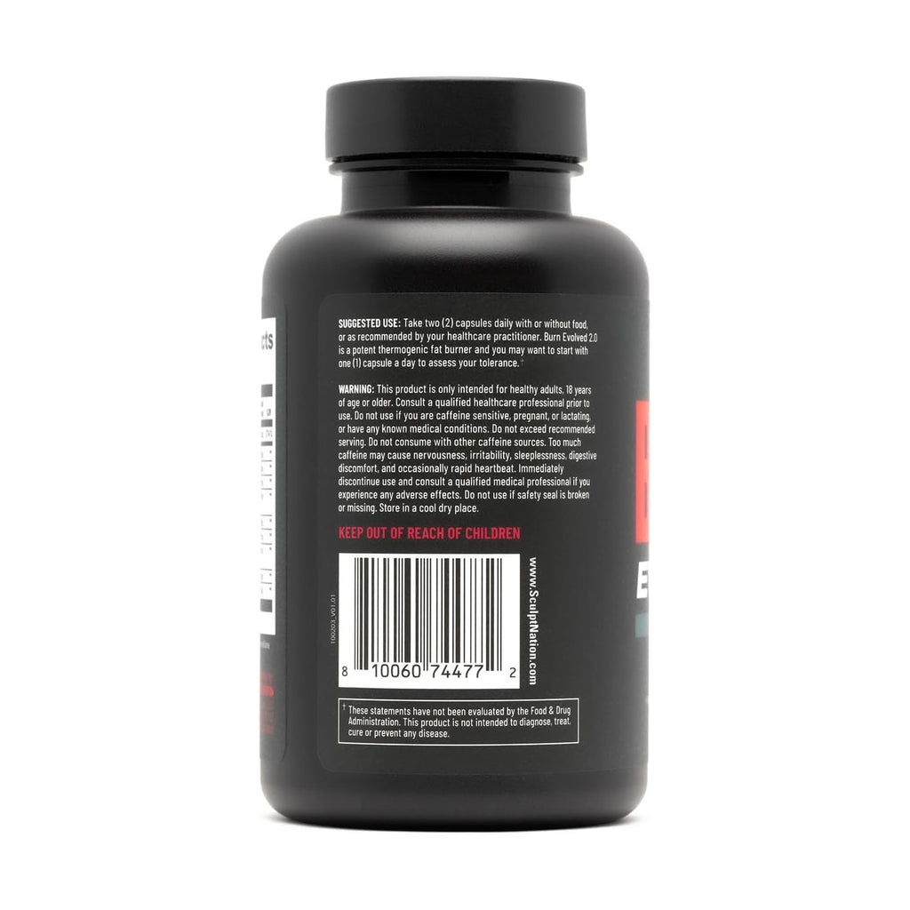 Sculpt Nation by V Shred Burn Thermogenic Fat Burner for Men & Women - Daytime Fat Burner Metabolism Booster - Premium Capsimax Cayenne Pepper, Chromax, Patented Ingredients - 60 Natural Veggie Pills
