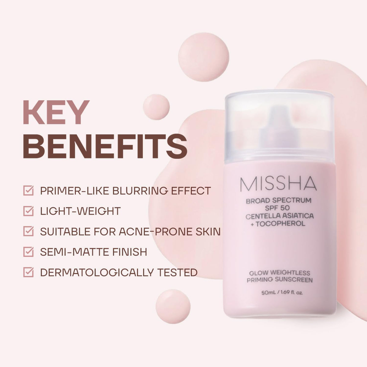 MISSHA Glow Weightless Priming Sunscreen SPF 50 Centella 1.69 oz