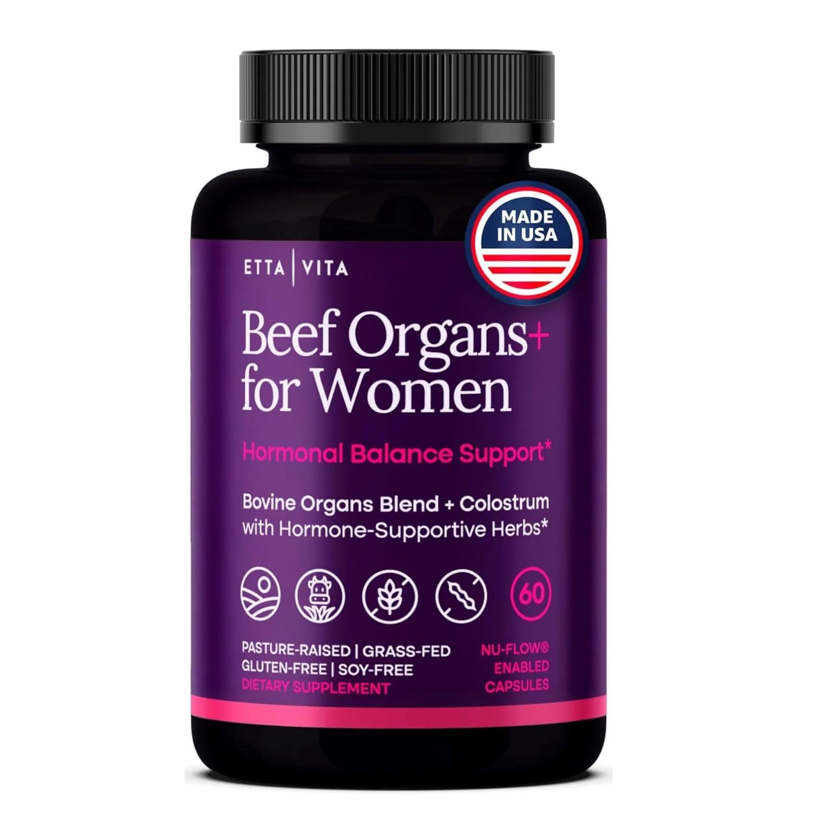 Primal Beef Organ Supplement for Women with Grass-Fed Ovary, Uterus & Liver | Bovine organ blend with kidney, heart, bone matrix, maca, ashwagandha, shatavari - energy support & hormone balance for women