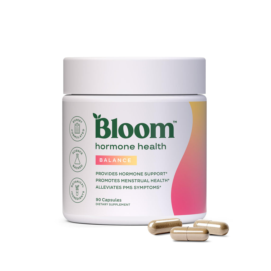 Buy now Bloom Nutrition Hormone Health & Cortisol Support for Women - Balance - Menstrual Health, PMS Symptoms, Pomegranate Extract, Chaste Tree Berry & Dong Quai Root, 30 Servings at indiglob india