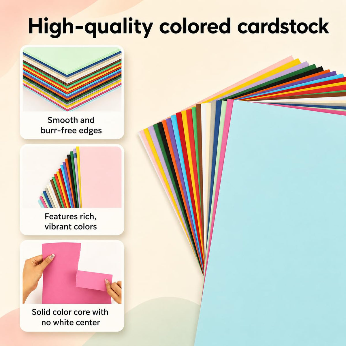 Mr. Pen- Colored Cardstock Bulk, 8.5" x 11", 300 Sheets, 20 Colors, 180 GSM