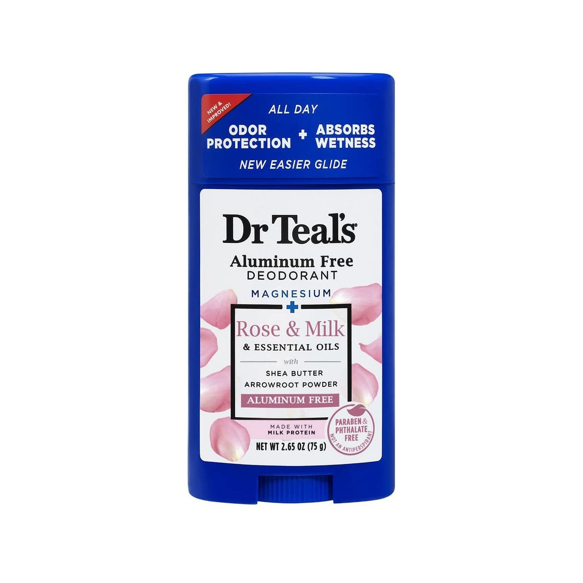 Dr. Teal's Rose & Milk Deodorant Gift Set (2 Pack, 2.65oz Ea) - Rose & Milk Formula - Aluminum Free with Magnesium - Essential Oils, Shea Butter & Arrowroot Powder Absorb Moisture, Keep Skin Healthy