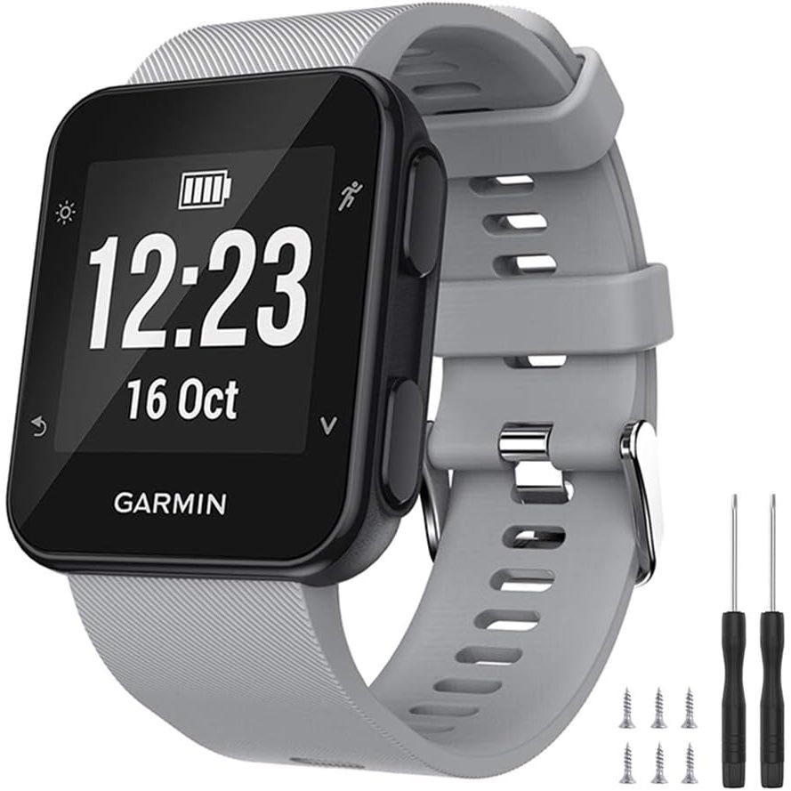 Buy now Watbro Band Compatible with Garmin Forerunner 35, Soft Silicone Watch Band Replacement Strap, for Garmin Forerunner 35 Smart Watch, Fit 5.11-9.05 Inch (130mm-230mm) Wrist Gray-a at indiglob india