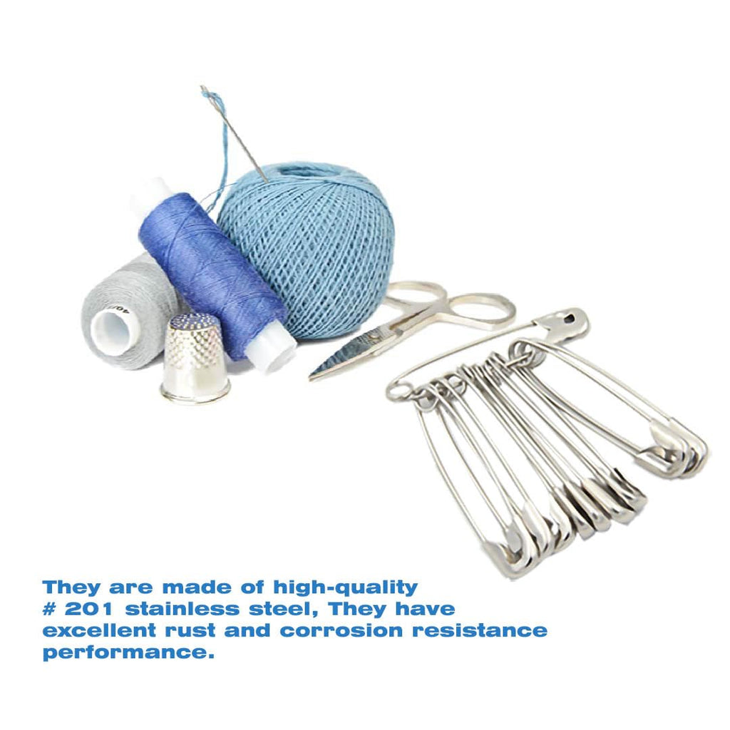80Pcs Large Safety Pins, 2.2"(55mm) Stainless Steel Safety Pins