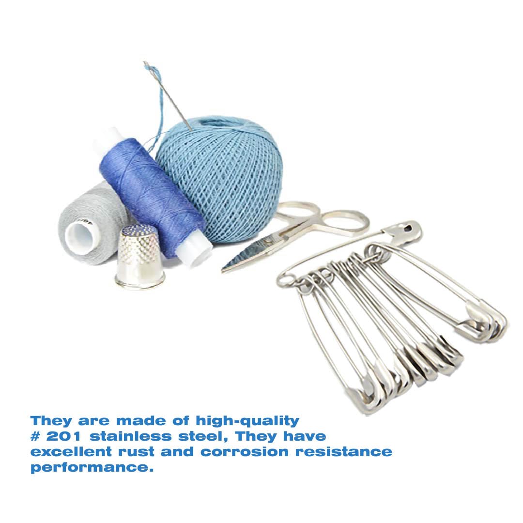 80Pcs Large Safety Pins, 2.2"(55mm) Stainless Steel Safety Pins