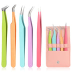 5pcs Eyelash Extension Tweezers High Precision，Straight and Curved Volume Lash Tweezers for Extensions，lash tweezers for eyelash extensions， Crafting， Girls Women Beginners