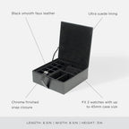 Buy now WOLF Heritage Large Valet Case, Black - 13 Compartments + One Watch Roll - Faux Leather Exterior + Ultra-Suede Lining at indiglob india