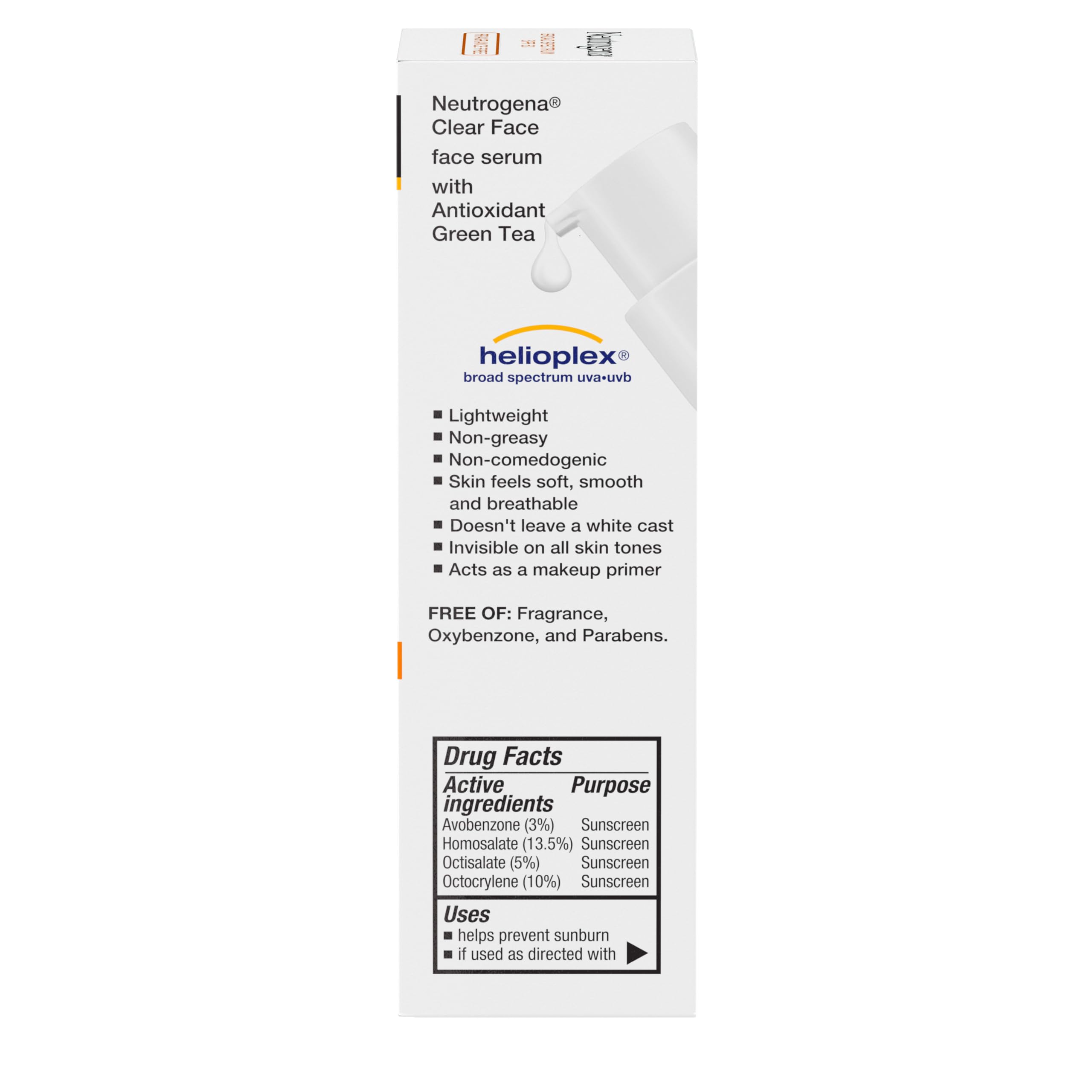 Buy now Neutrogena Clear Face Serum Sunscreen with Green Tea, Broad Spectrum SPF 60, Non-Comedogenic Face Sunscreen for Lightweight UVA/UVB Protection, Oxybenzone- & Fragrance-Free, 1.7 fl. oz at indiglob india