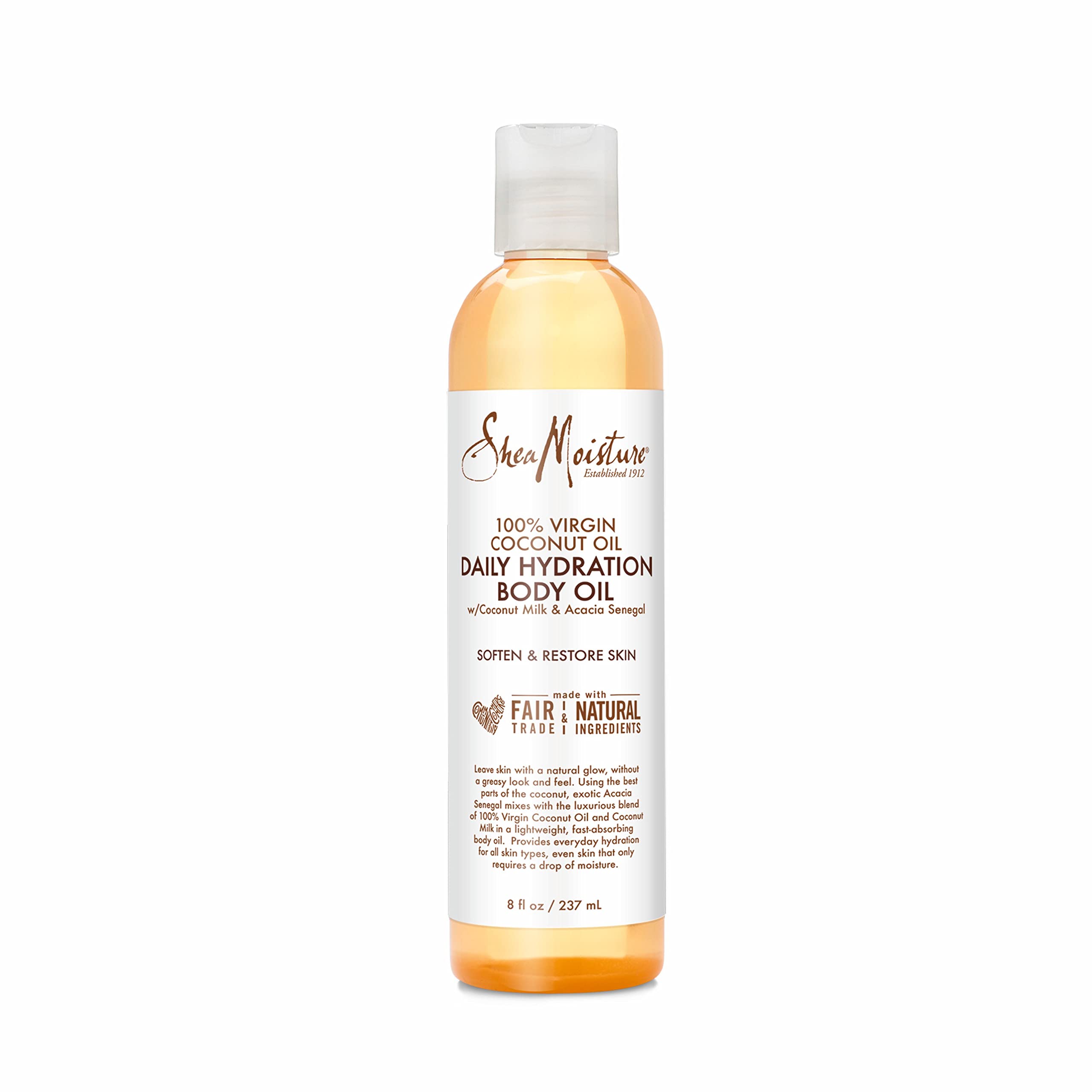 SheaMoisture Daily Hydration Body Oil Virgin Coconut Oil 8 oz | For Dry Skin Paraben Free