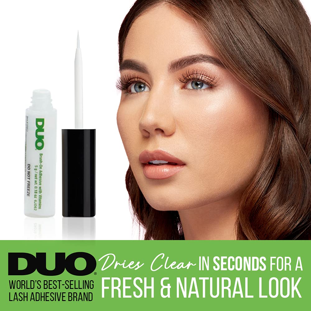 DUO Brush-On Eyelash Glue – Clear Lash Adhesive for False Lashes, Long-Lasting Duo Lash Glue with Precision Brush, 0.18 oz, 2-Pack