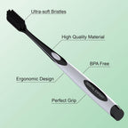 Buy now Soft Toothbrushes for Adults - Black Charcoal Toothbrush Ultra Soft for Sensitive Gums - Teeth Whitening Brush for Adults & Children [Extra Family Pack] Super Soft Tip Bristles at indiglob india