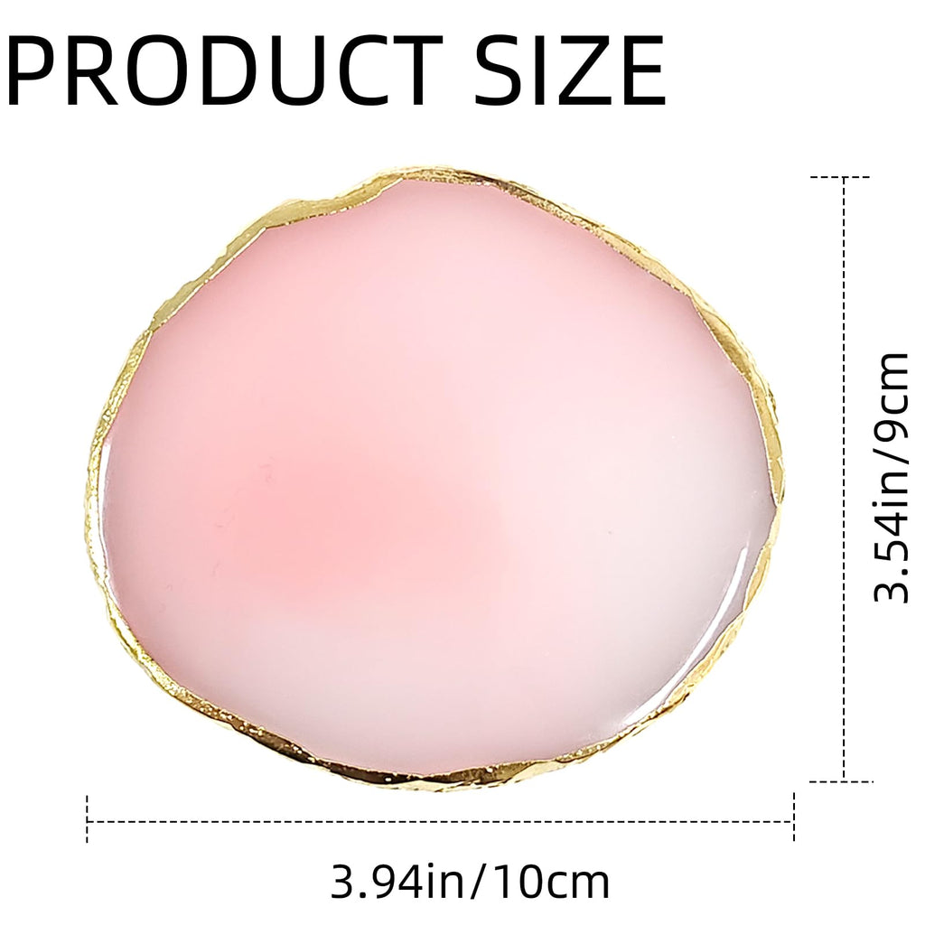 2 Pack Resin Nail Art Palette, Gold Edge Nail Polish Palette, Pink & White