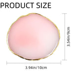 2 Pack Resin Nail Art Palette, Gold Edge Nail Polish Palette, Pink & White
