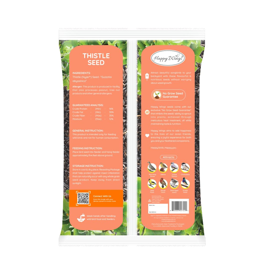 Happy Wings 10LB Thistle Seed Bird Food, 100% Natural, Extra Clean, No Grow