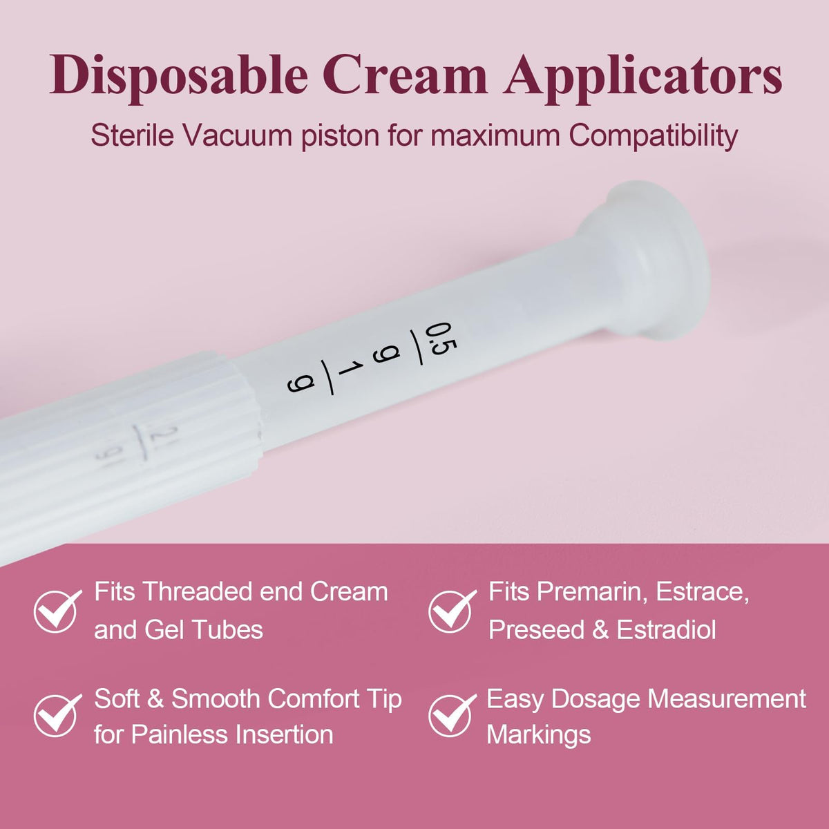 Dizzily 20 Packs Disposable Vaginial Cream Applicators - Fits Suppository, Creams and Most OTC Gels, Individually Wrapped Feminine Care Applicator with Dosage Markings