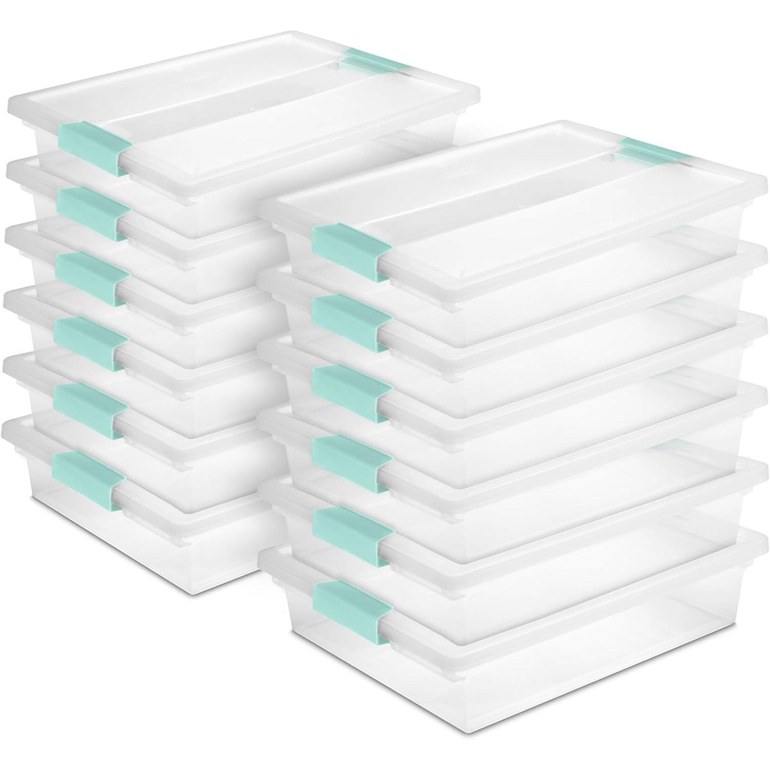 Buy now Sterilite 4-Pack Clip Box, Stackable Clear Plastic Bins with Latching Lids, Deep - Writing, Arts or Crafts Supplies Storage Containers for Home, Office, Classroom and Workshop Organization Large 12 Pack at indiglob india