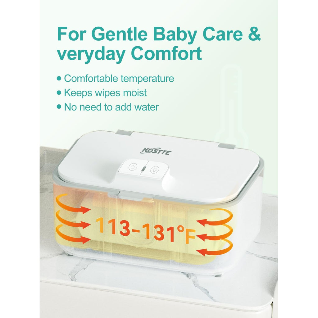 Baby Wipes Warmer, Diaper Wipe Warmer with Night Light, White