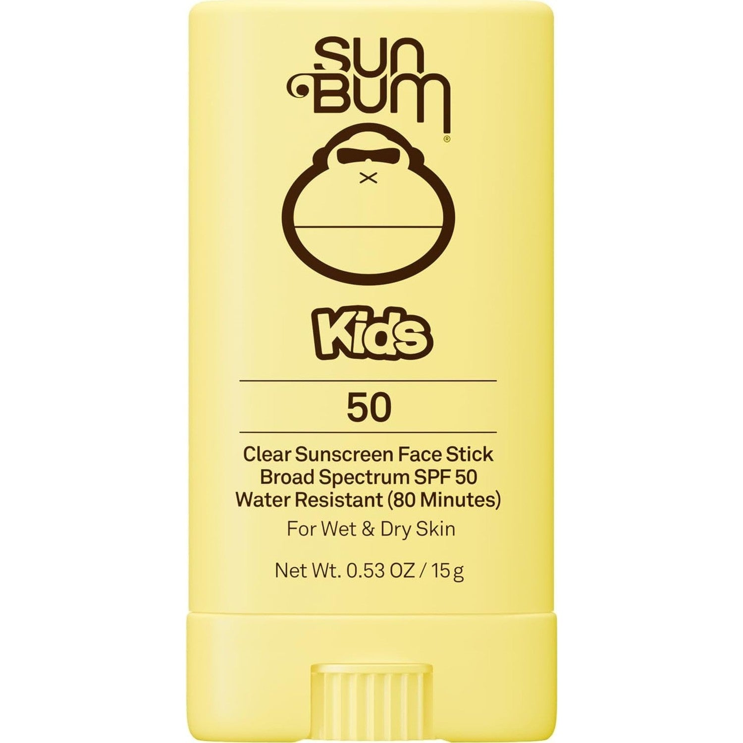 Sun Bum Kids SPF 50 Clear Face Stick Sunscreen - Travel Size, 0.53 oz | Wet or Dry Skin Application, Broad Spectrum with Vitamin E, Hawaii Act 104 Compliant (Without Octinoxate & Oxybenzone)
