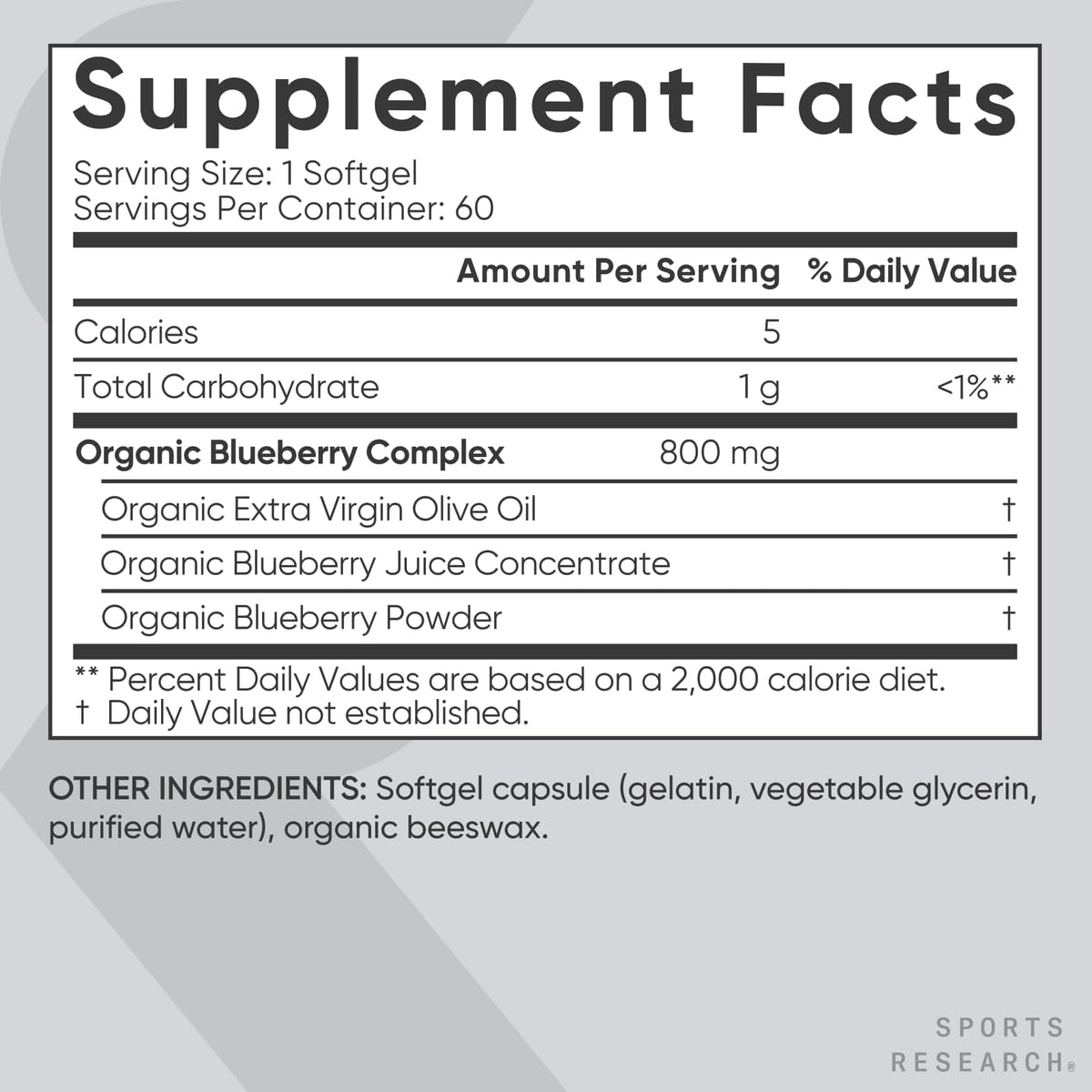 Sports Research® Blueberry Fruit Complex 800mg, 60 Softgels