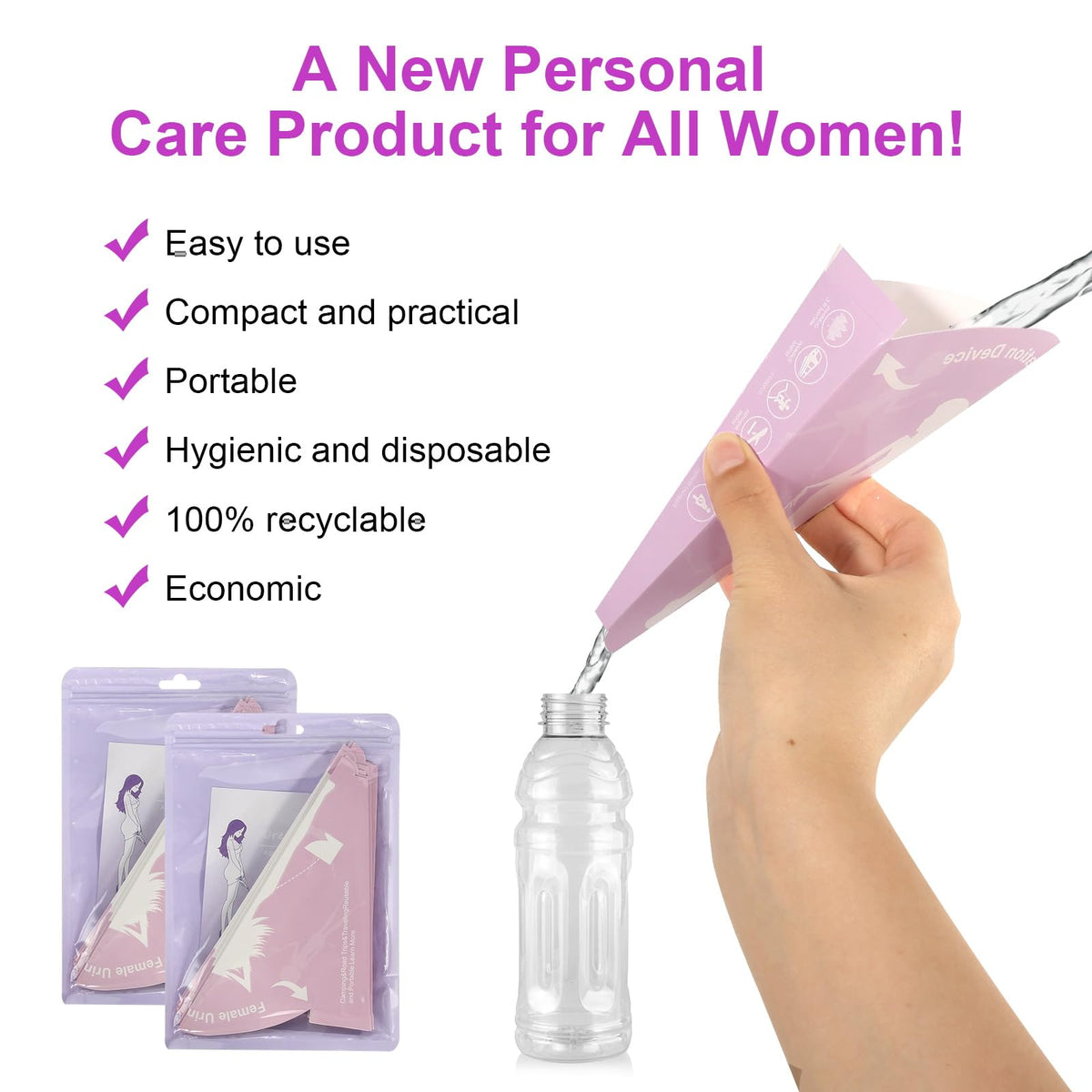 40pcs Pee Funnel for Women Disposable Female Urination Device, Womens Urinal Funnel Stand to Pee Female Travel Urinal para Hacer PIPI para Mujeres