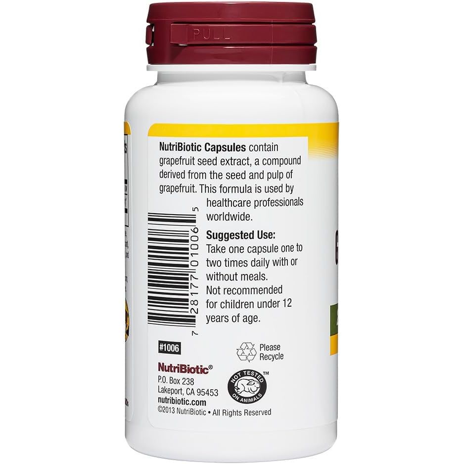 Buy now NutriBiotic â€“ Grapefruit Seed Extract Capsules 250 mg, 60 Count - Maximum Strength with Bioflavonoids at indiglob india