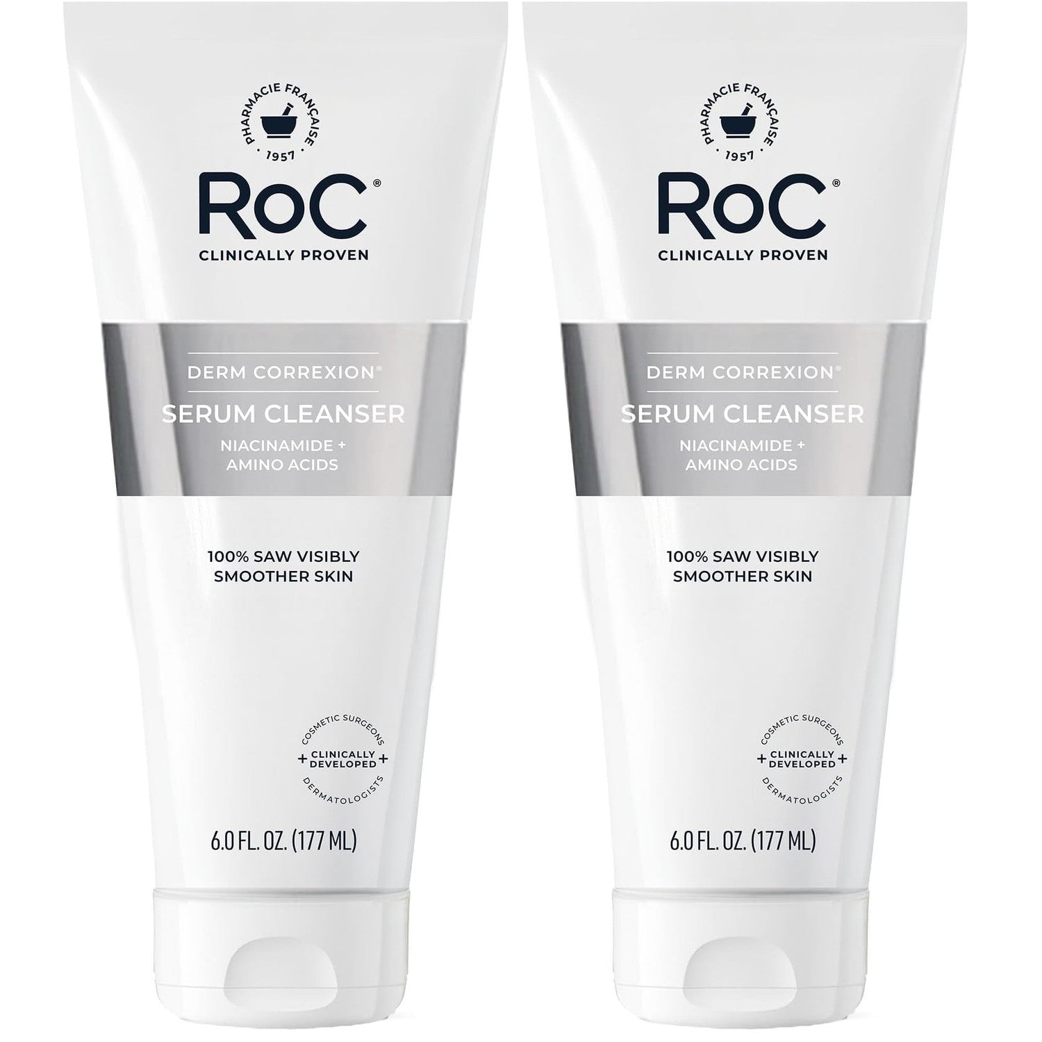 RoC Derm Correxion Serum Facial Cleanser with Niacinamide and Amino Acids | Sensitive skin face wash 6 oz, deeply cleanse oil, dirt, long-wear makeup, for healthy-looking skin, Ophthalmologist Tested