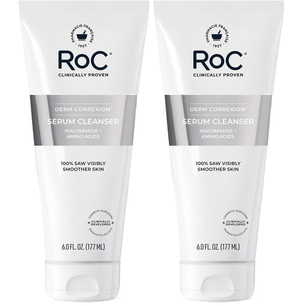 RoC Derm Correxion Serum Facial Cleanser with Niacinamide and Amino Acids | Sensitive skin face wash 6 oz, deeply cleanse oil, dirt, long-wear makeup, for healthy-looking skin, Ophthalmologist Tested