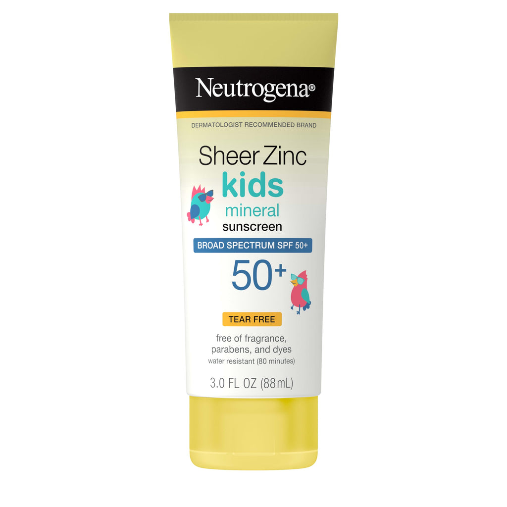 Neutrogena Sheer Zinc Oxide Kids Mineral Sunscreen Stick SPF 50+, 1.5 oz | Broad Spectrum Protection, Water-Resistant Sunscreen Stick, Gentle on Sensitive Skin, Dermatologist Recommended