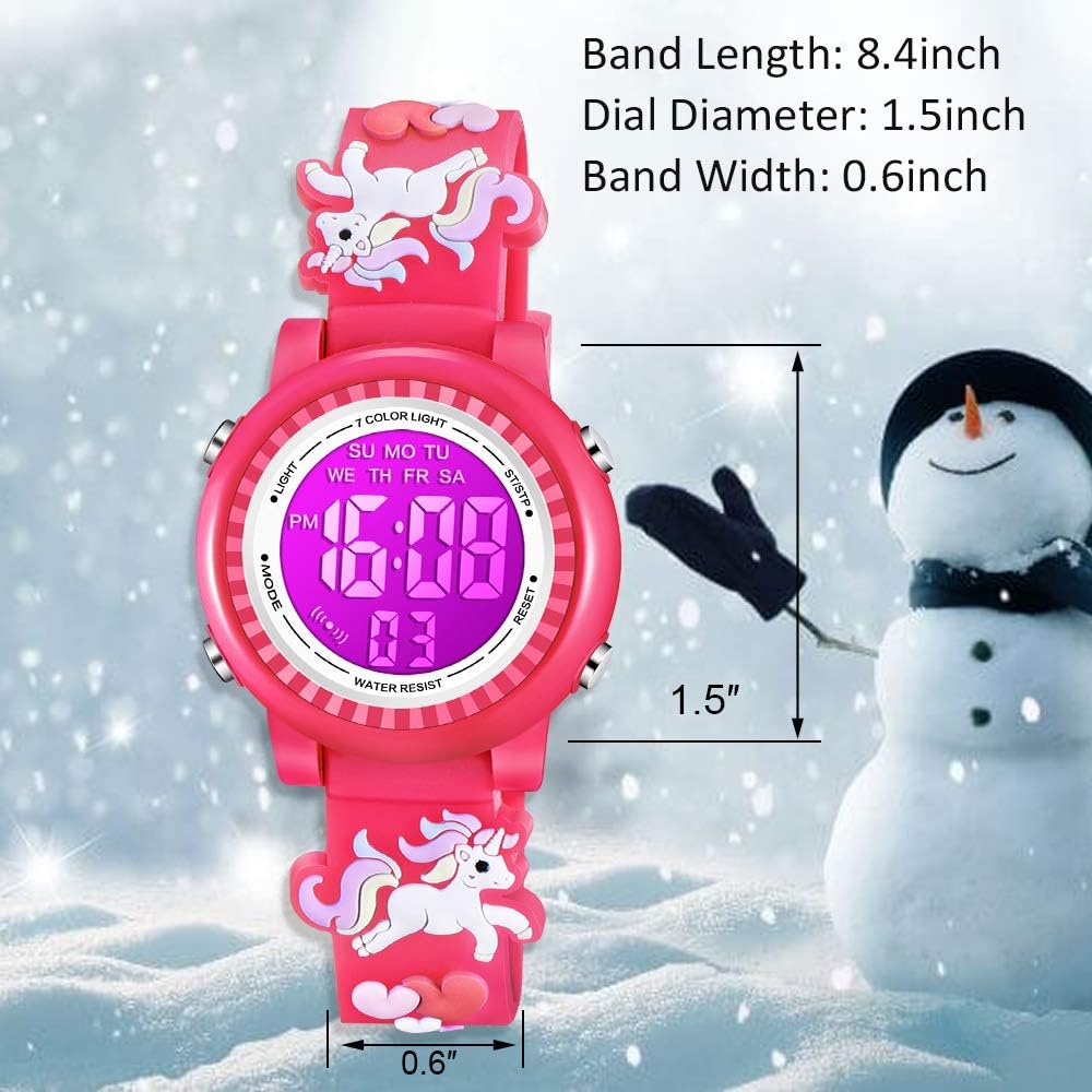 Buy now Venhoo Kids Watches 3D Cartoon Waterproof 7 Color Lights Toddler Wrist Digital Watch with Alarm Stopwatch for 3-10 Year Girls Little Child at indiglob india
