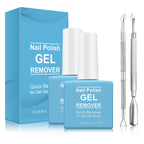 2 Pack Gel Nail Polish Remover, Gel Polish Remover for Nails, Easily Magic Soak-Off Gel Polish in 2-5 Minutes - Safe, No Need For Foil, Soaking Or Wrapping ( with 1 Cuticle Pusher and Nail Scraper)