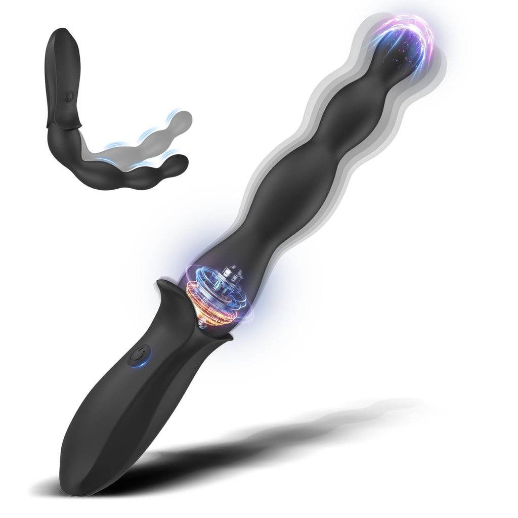 Vibrating Anal Beads Beginner-Friendly Butt Plug, Adult Sex Toy for Men Women Couples, Flexible Silicone Prostate Massger Anal Vibrator with 2 Motors 10 Vibrations, Anal Plug Anal Toy Anal Sex Toys
