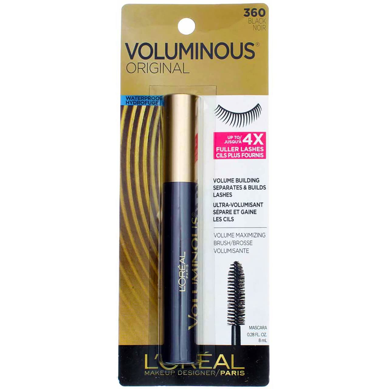 Buy now L'OrÃ©al Paris Voluminous Original Mascara, Black, 0.28 fl. oz. Black 0.28 Fl Oz (Pack of 3) at indiglob india