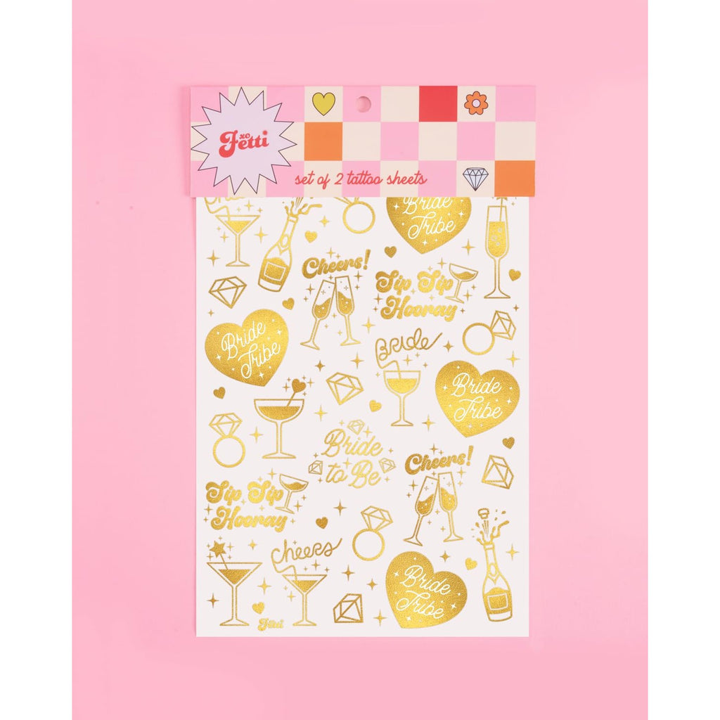 xo, Fetti 54 Gold Bachelorette Temporary Tattoos | Bride Tribe Party Gift