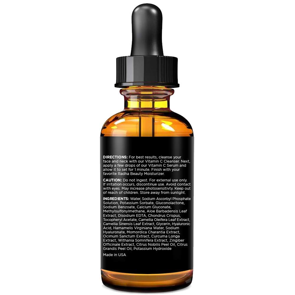 Buy now Radha Beauty Natural Vitamin C Serum 2oz, Vitamin C, Vitamin E, Hyaluronic Acid and Aloe, Facial Serum for Anti-Aging Wrinkles, Dark Spots, Fine Lines at indiglob india