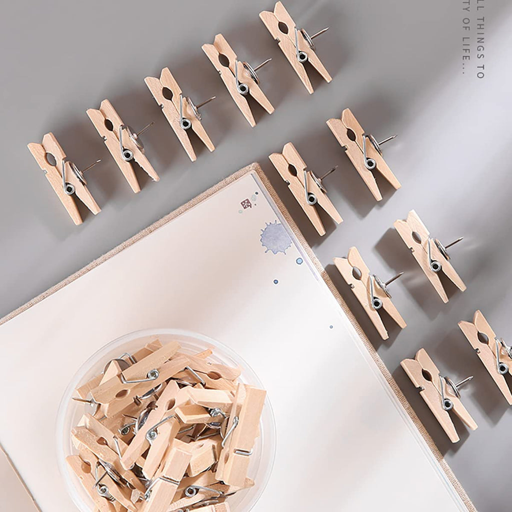 DOSEWART 60 Pcs Push Pin Clips for Cork Board Wooden Paper Clips