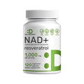 NAD+ Resveratrol Supplement 1,000mg Per Serving, 120 Veggie Capsules | 2-in-1 Extra Strength NMN Supplement Alternative | NAD Supplements for Women & Men | Non-GMO, Gluten Free
