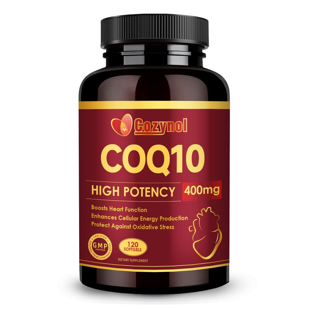 CoQ10 400mg Softgels with PQQ & Omega 3 Fish Oil, 120 Count