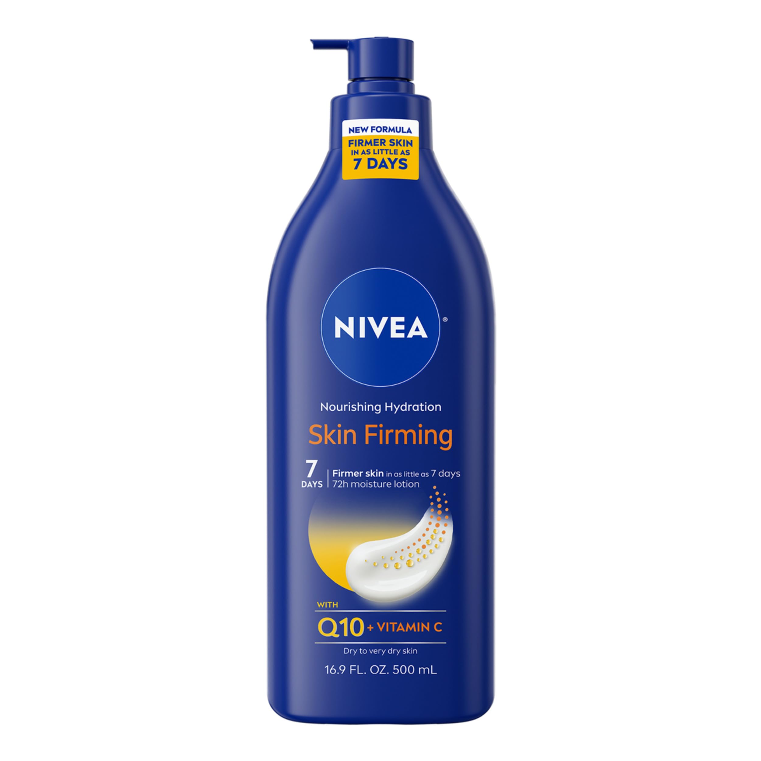 NIVEA Nourishing Hydration Skin Firming Body Lotion, 16.9 FL OZ | Q10 and Vitamin C Enriched Skin Firming Body Lotion for Dry Skin to Very Dry Skin, 72-Hour Body Moisturizer, Paraben Free