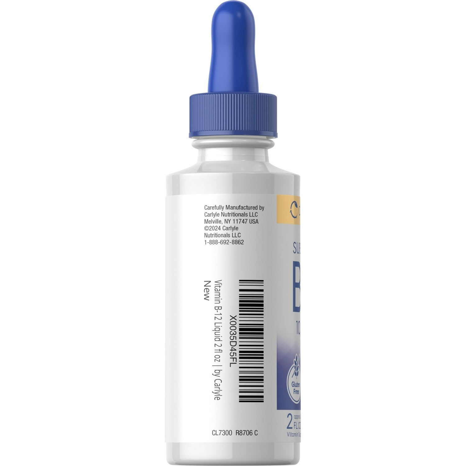 Carlyle Vitamin B12 Sublingual Liquid Drops | 10,000 mcg | 2 fl oz | As Cyanocobalamin and Methylcobalamin | Vegetarian, Non-GMO and Gluten Free