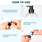 Plastic Pump Bottles Dispenser 2Pack 10oz Shampoo Bottle BPA Free | Empty Pump Bottle Refillable Clear Shampoo Conditioner for Lotion, Liquid Soap, Massage Oil