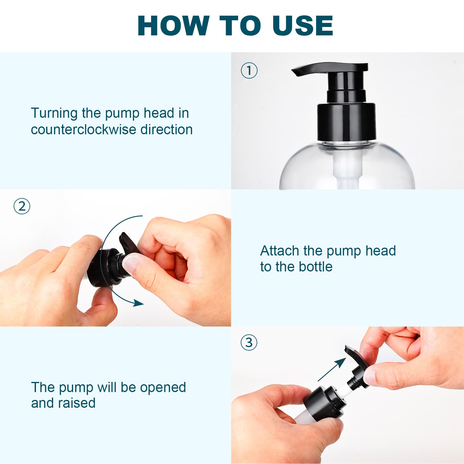 Plastic Pump Bottles Dispenser 2Pack 10oz Shampoo Bottle BPA Free | Empty Pump Bottle Refillable Clear Shampoo Conditioner for Lotion, Liquid Soap, Massage Oil