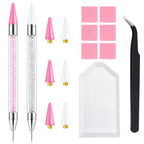 Rhinestone Picker Tool, 2 Bedazzling Pen, 6 Extra Wax Tips&Tweezer | 16Pcs Bedazzling Tools, Diamond Painting Dotting Pen with Precision Tweezer, Nail Art DIY Kit