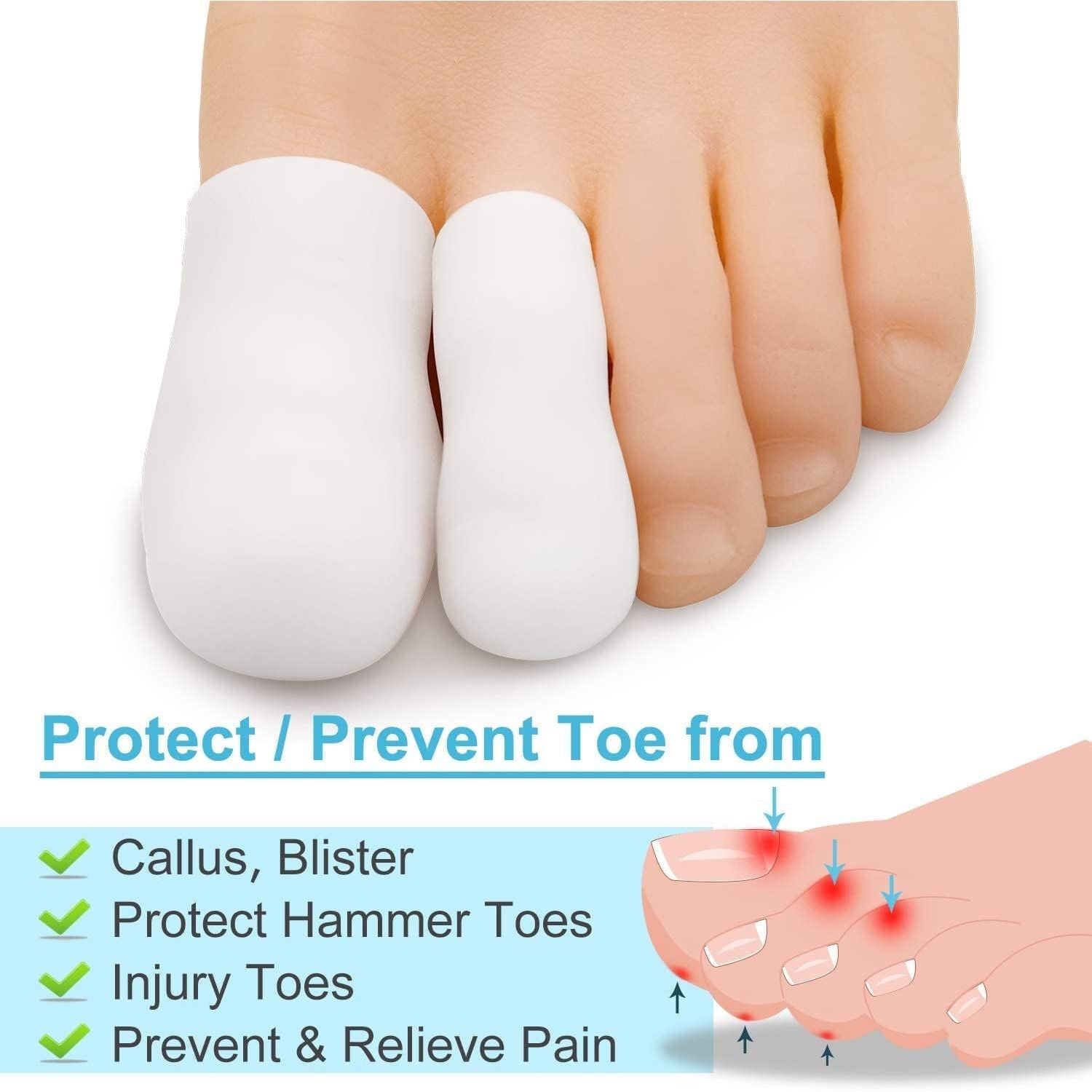 Buy now Bukihome 12 PCS Toe Protectors, Silicone Toe Caps to Cushion Toe Blister, Corn, Callus, Hammer Toes,Great for Running, Walking, Stop Toe Pain (White,Multi-Size) at indiglob india